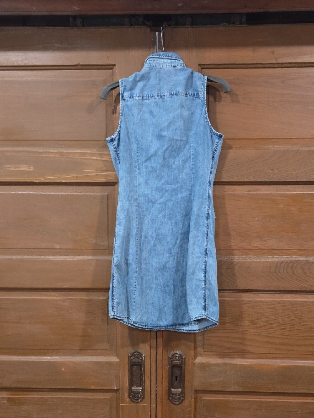 Mavi Sleeveless Light Blue Denim Shirt Dress with Patch Pockets - Picture 8 of 8